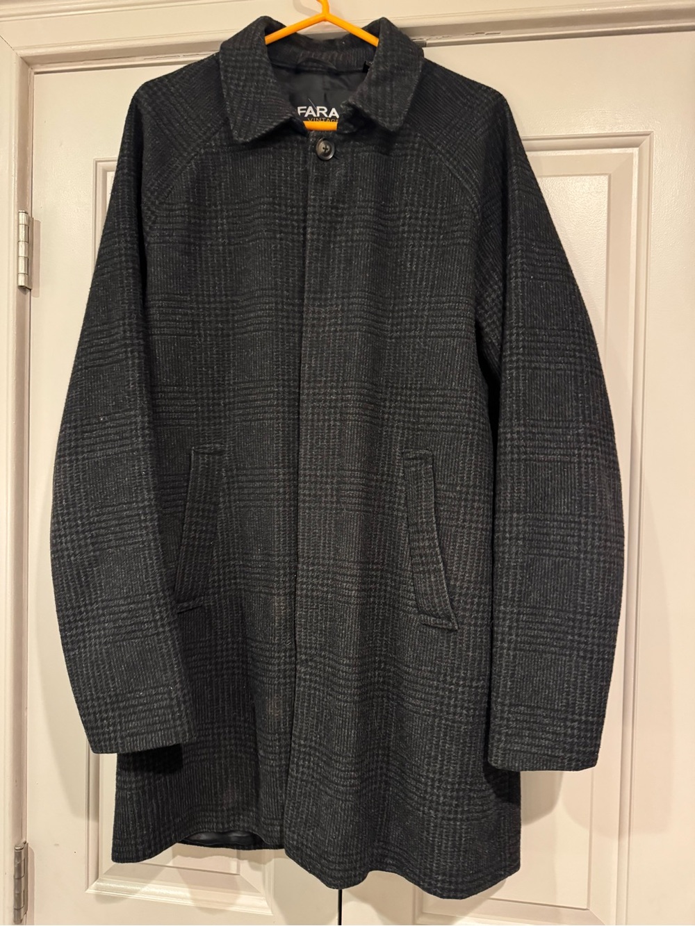 Farah Charcoal Plaid Trench Coat